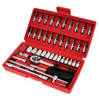 46pcs 1/4-Inch Socket Set Car Repair Tool Ratchet Set Torque Wrench Combination Bit set of keys Chrome Vanadium set
46pcs 1/4-Inch Socket Set Car Repair Tool Ratchet Set Torque Wrench Combination Bit set of keys Chrome Vanadium set