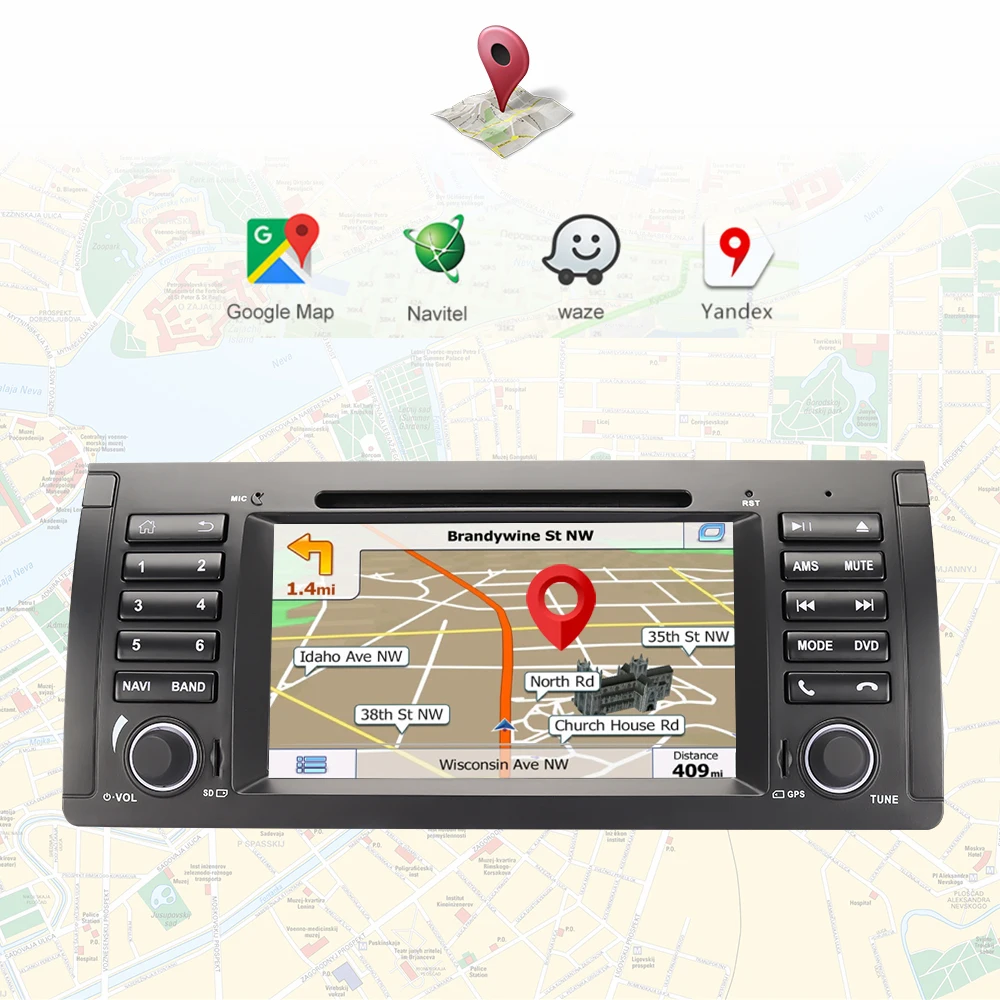 Eunavi 1 Din автомобильный DVD плеер для BMW E39 E53 X5 Range rover 7 дюймов стерео радио GPS