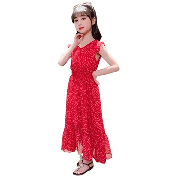 Girl Beach Dresses Dot Pattern Girls SunDresses V Neck Child Beach Dress Teenage Children's Costumes For Girls
Girl Beach Dresses Dot Pattern Girls SunDresses V Neck Child Beach Dress Teenage Children's Costumes For Girls
