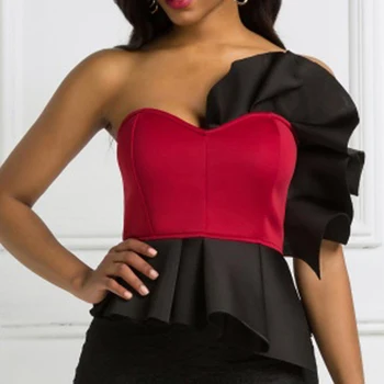 HIGH STREET Newest Fashion 2020 Designer Blouse Women's Color Block Strapless Ruffles Top
HIGH STREET Newest Fashion 2020 Designer Blouse Women's Color Block Strapless Ruffles Top