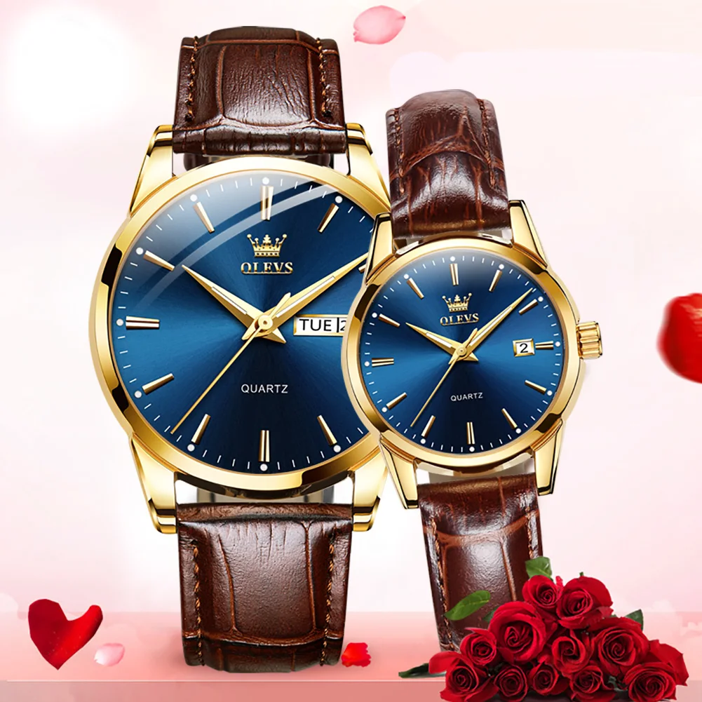 Couple Quartz Wristwatch Men and Women Fashion Waterproof Watch Double Calendar Luminous Hands Casual Style Elegant Lover Clock | Наручные