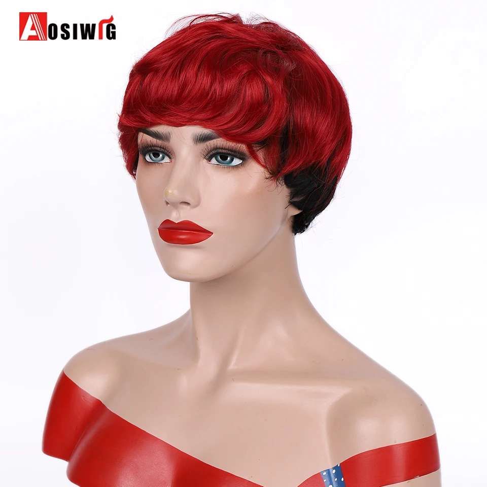 AOSIWIG Natural Red to Black Colors Wigs for Women Synthetic Short Wig with Bangs Heat Resistant Fiber Ombre Hair
AOSIWIG Natural Red to Black Colors Wigs for Women Synthetic Short Wig with Bangs Heat Resistant Fiber Ombre Hair