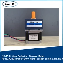 NEMA 23 Gear Reduction Stepper Motor Ratio100:1Gearbox 60mm Motor Length 56mm 1.1N.m 3A Shaft Diameter 8mm
NEMA 23 Gear Reduction Stepper Motor Ratio100:1Gearbox 60mm Motor Length 56mm 1.1N.m 3A Shaft Diameter 8mm