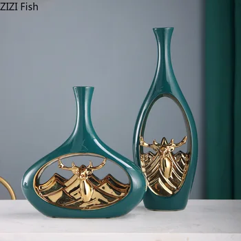 Nordic Ceramic Vase Decorative Deer Head Golden Vase Floral Flower Arrangement Hollow Porcelain Flowers Insert Modern Home Decor
Nordic Ceramic Vase Decorative Deer Head Golden Vase Floral Flower Arrangement Hollow Porcelain Flowers Insert Modern Home Decor