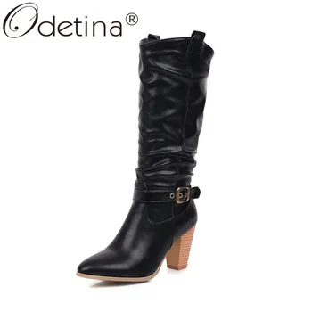 Odetina Women Fashion Block High Heel Winter Pointed Toe Slouch Boots Lady Buckle Strap Slip On Vintage Pleated Mid Calf Boots
Odetina Women Fashion Block High Heel Winter Pointed Toe Slouch Boots Lady Buckle Strap Slip On Vintage Pleated Mid Calf Boots