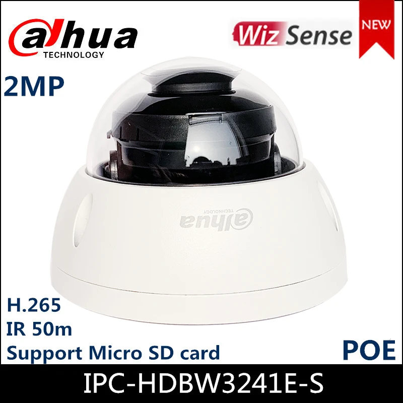 IP-камера DaHua IPC-HDBW3241E-S 2MP Lite AI IR купольная сетевая камера с фиксированным фокусным