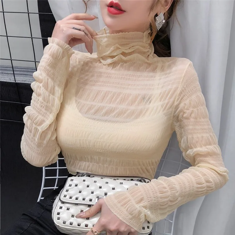 Women Spring Sexy Bottoming Tee Shirt See Through Ladies Turtleneck Long Sleeve Elegant Ladies Solid Colot Tshirt Femme
Women Spring Sexy Bottoming Tee Shirt See Through Ladies Turtleneck Long Sleeve Elegant Ladies Solid Colot Tshirt Femme