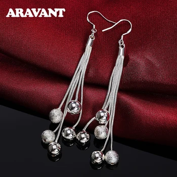 925 Silver 8.6cm Long Tassel Snake Chain Sanding Balls Drop Earrings For Women Fashion Wedding Party Jewelry Gift 
925 Silver 8.6cm Long Tassel Snake Chain Sanding Balls Drop Earrings For Women Fashion Wedding Party Jewelry Gift