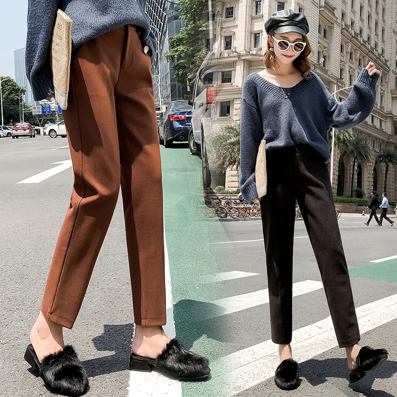 2020 Autumn New Women Elastic Woolen Pant Female Plus Size Casual Trousers Black/Gray Harem Pants Winter Wool Ankle-Length Pants
2020 Autumn New Women Elastic Woolen Pant Female Plus Size Casual Trousers Black/Gray Harem Pants Winter Wool Ankle-Length Pants