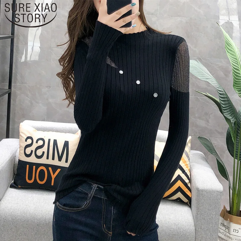 Autumn Long Sleeve Sweater New Mesh Stitching Female Slim Fit Turtleneck Personality Semi-high Collar Base Sweater Women 6220 50
Autumn Long Sleeve Sweater New Mesh Stitching Female Slim Fit Turtleneck Personality Semi-high Collar Base Sweater Women 6220 50
