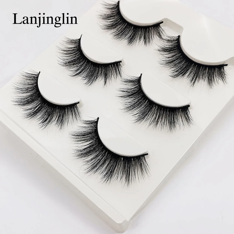 LANJINGLIN False Eyelashes 3 pairs 3D Mink Lashes Soft Natural Wispy Handmade Faux Mink Lashes Extension Makeup Kit Tool 6 H206ab820665640c4a026e4c4cb178c3dd
