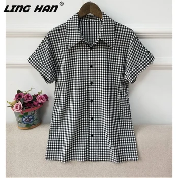 LINGHAN Fashion Plaid Print Short Sleeve Tees Women's High Quality Cotton Tops Designer Spring Summer New 
LINGHAN Fashion Plaid Print Short Sleeve Tees Women's High Quality Cotton Tops Designer Spring Summer New