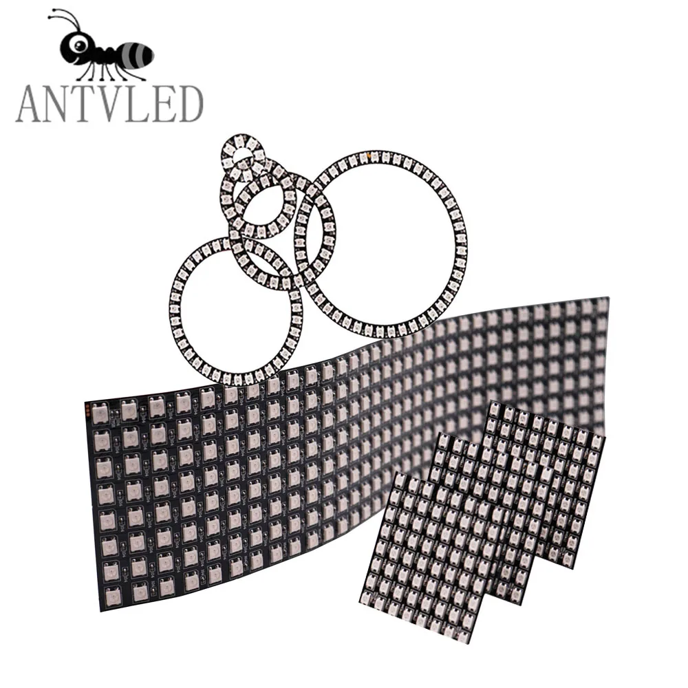 WS2812B RGB Leds Digital Panel Matrix Flexible Screen WS2812 IC 5050 Individually Addressable Full Color LED Ring Module DC5V
WS2812B RGB Leds Digital Panel Matrix Flexible Screen WS2812 IC 5050 Individually Addressable Full Color LED Ring Module DC5V