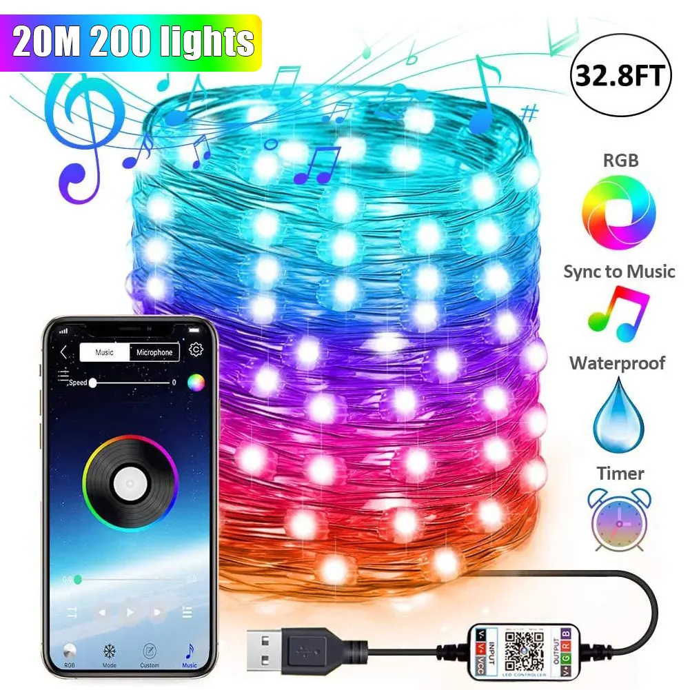 5M/10M/20M Christmas Tree Led String Lights with Smart Bluetooth App Remote Control Christmas Home Decor Fairy Lights Garland
5M/10M/20M Christmas Tree Led String Lights with Smart Bluetooth App Remote Control Christmas Home Decor Fairy Lights Garland