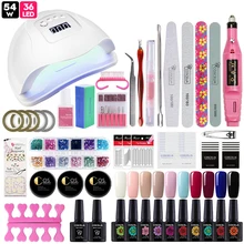 Coscelia 54 w lâmpada 10 ml gel unha polonês conjunto de manicure para a arte do prego semi-permanente uv verniz ferramentas para manicure prego kit(China)