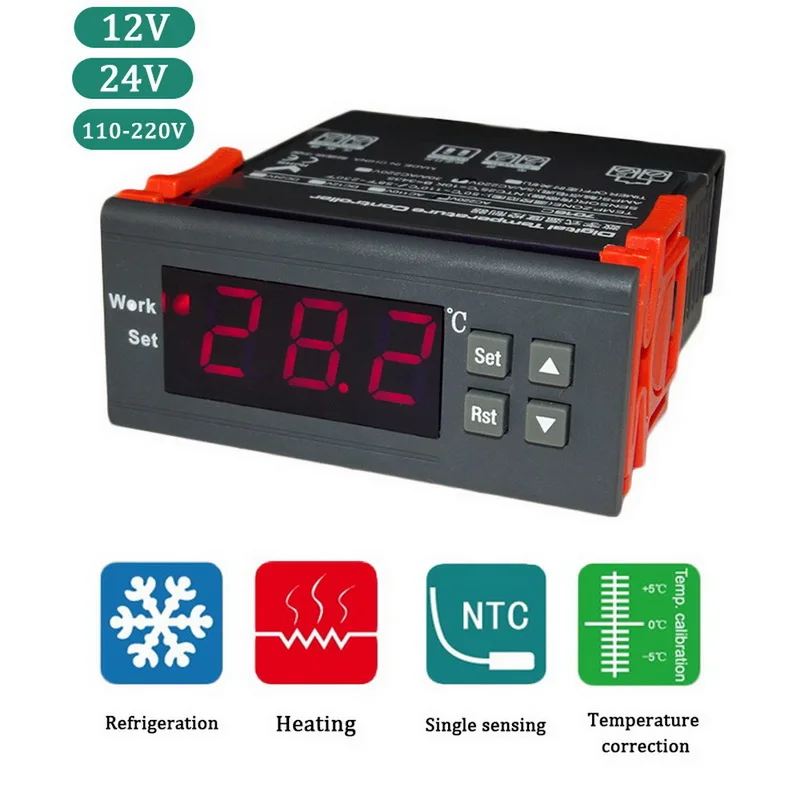 Interrupteur de Thermostat KKmoon Thermostat Num/érique C//F Contr/ôleur de Temp/érature pour Incubateur Relais LED 10A Radiateur de Refroidissement Sortie Directe XK-W1010 AC110-220V