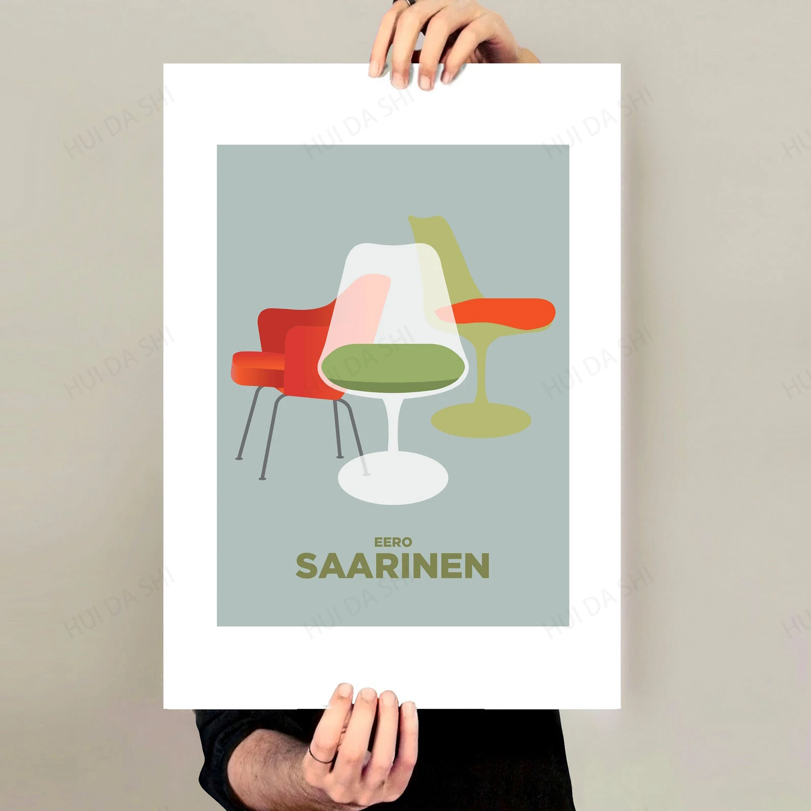 Eero Saarinen Chairs Poster Tulip chair Womb Knoll Finnish Design decor Modern furniture Wall Art Canvas Print | Дом и сад