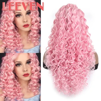 Leeven 24inch Synthetic Curly 613 Blonde Lace Front Wig For Black Woman Cosplay Wig Retro Party Bounce Fluffy Hair Pink Purple 
Leeven 24inch Synthetic Curly 613 Blonde Lace Front Wig For Black Woman Cosplay Wig Retro Party Bounce Fluffy Hair Pink Purple