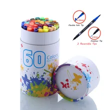 60 cores marcadores de arte canetas fineliner cor canetas desenho pintura aguarela marcador ponta dupla escova caneta escola artigos de papelaria suprimentos(China)