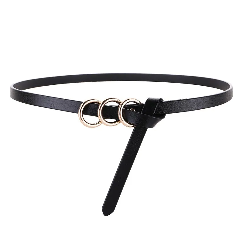 

New knot Genuine Leather Belt for women gold ring Cowskin Thin cinturon mujer Fashion cintura donna cowhide soft waistband dress