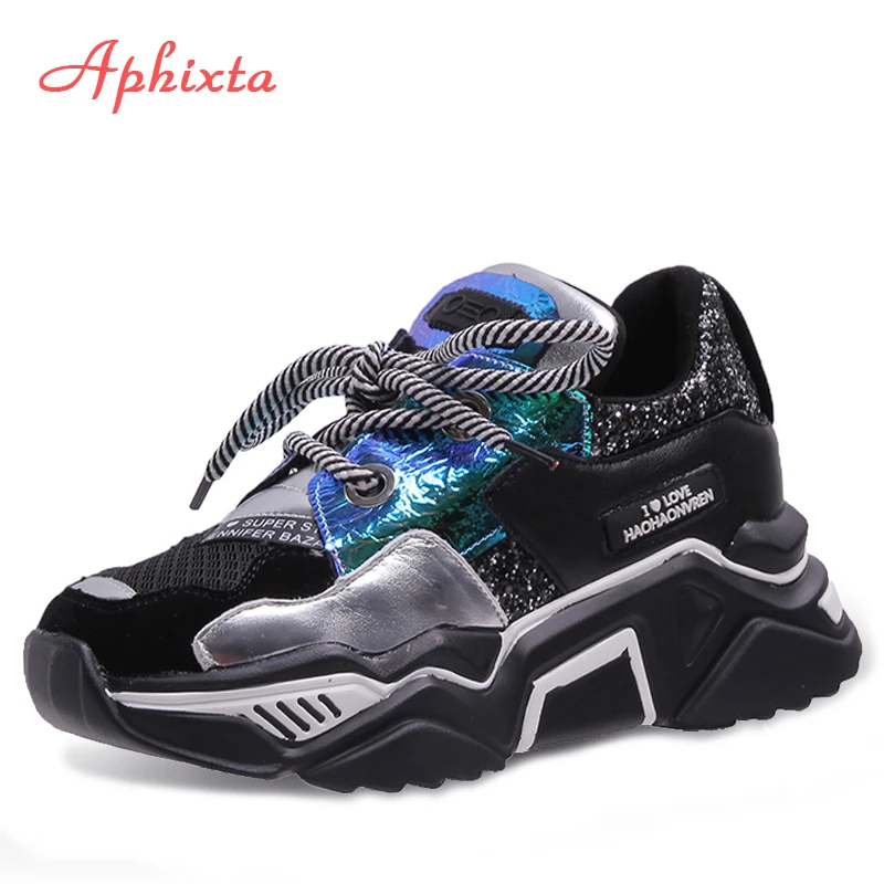 Aphixta/тканевые кроссовки с блестками Женская обувь Зимние ботильоны на платформе