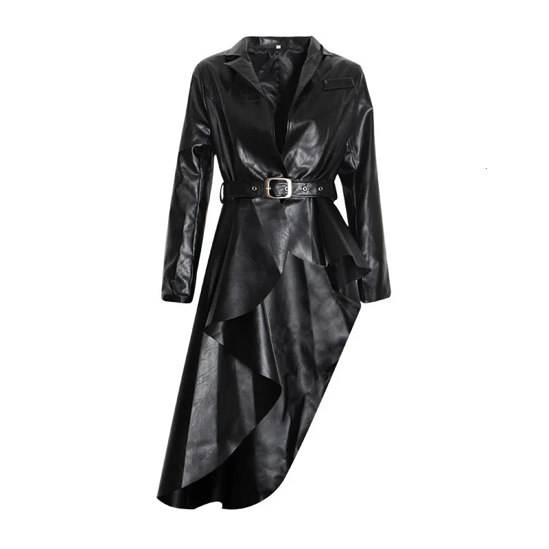 LANMREM Uk Fashion Trend New Pattern Lapel Collar PU Laether Wiast Slim Thin Irregular Hem Temperament Street Long Dress AY177
LANMREM Uk Fashion Trend New Pattern Lapel Collar PU Laether Wiast Slim Thin Irregular Hem Temperament Street Long Dress AY177