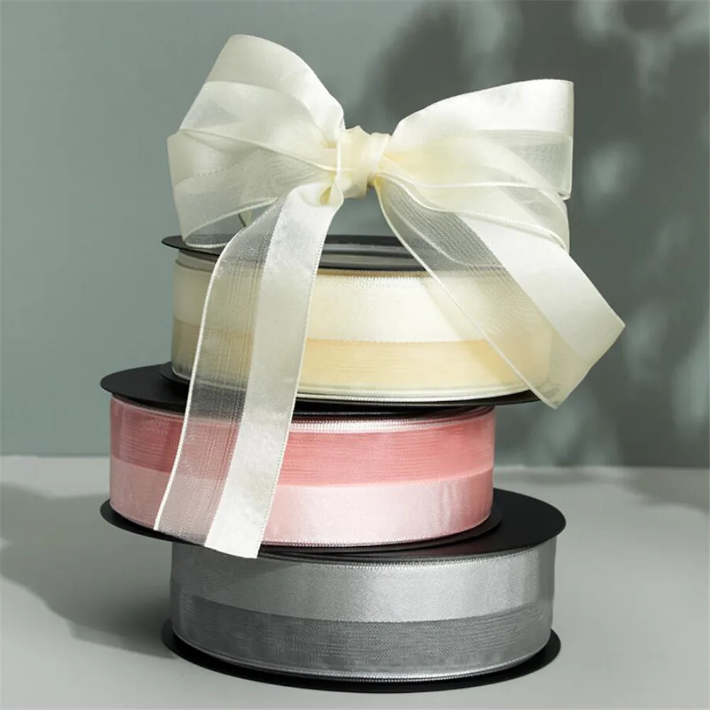25MM Half Organza Sheer Half Satin Ribbon for Floral Materials Wedding Party Supplies Hair Clip Headband Accessories 20Yards Lot
25MM Half Organza Sheer Half Satin Ribbon for Floral Materials Wedding Party Supplies Hair Clip Headband Accessories 20Yards Lot