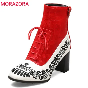 MORAZORA 2020 hot sale ankle boots for women mixed colors embroider autumn winter boots lace up zip high heels shoes ladies
MORAZORA 2020 hot sale ankle boots for women mixed colors embroider autumn winter boots lace up zip high heels shoes ladies