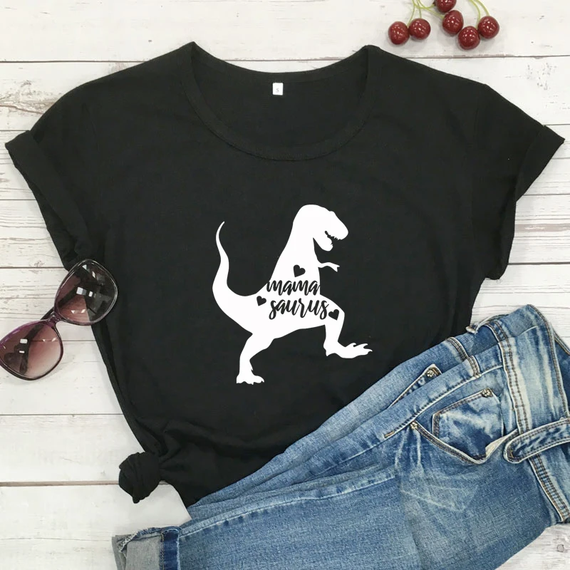 Женская хлопковая Футболка Mamasaurus Dinasour модная футболка с круглым вырезом и