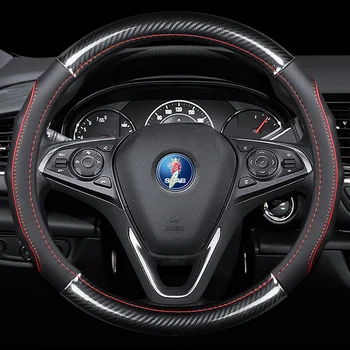 Car Carbon Fiber Leather Steering Wheel Covers Interior Accessories 38cm for SAAB 9-3 9-4X 9-5 Car Styling
Car Carbon Fiber Leather Steering Wheel Covers Interior Accessories 38cm for SAAB 9-3 9-4X 9-5 Car Styling