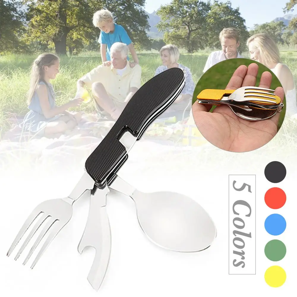 Portable Pocket Tableware Foldable smooth Stainless Steel Spoon/Knife/Fork/Bottle Opener Set Camping Multifunctional tools New
Portable Pocket Tableware Foldable smooth Stainless Steel Spoon/Knife/Fork/Bottle Opener Set Camping Multifunctional tools New