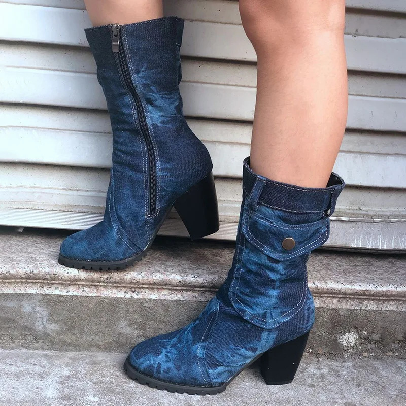 Autumn Winter Women Boots Denim Women Round Toe Cowboy Style High Heels Shoes Knee High Boots
Autumn Winter Women Boots Denim Women Round Toe Cowboy Style High Heels Shoes Knee High Boots