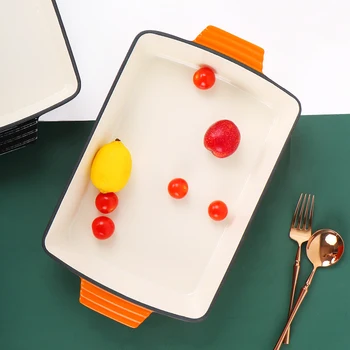 Rectangular Enamel Cast Iron Non Stick Pot Household Thickened Multi-Functional Frying Pan Without Cooking Fume Handmade
Rectangular Enamel Cast Iron Non Stick Pot Household Thickened Multi-Functional Frying Pan Without Cooking Fume Handmade