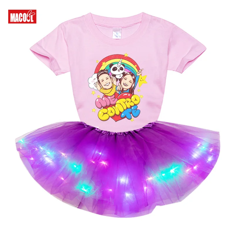 

little girls clothing sets Me Contro Te Girl Set Princess Light LED Tutu Dress+t Shirt 2020 Summer Birthday Gift Costume Clothes