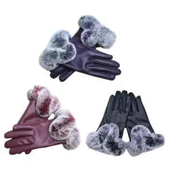 Touch-Screen Gloves PU Leather Women Gloves Waterproof Faux Rabbit Fur Thick Warm Winter Gloves 
Touch-Screen Gloves PU Leather Women Gloves Waterproof Faux Rabbit Fur Thick Warm Winter Gloves