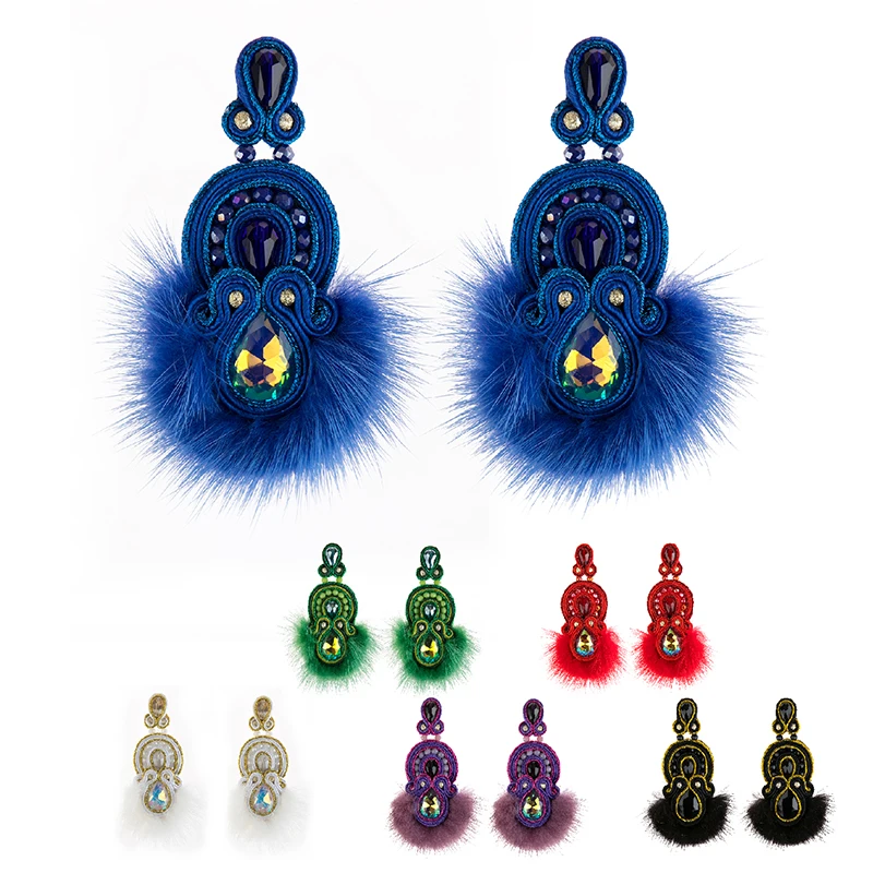 

KPacTa Fashion Earrings Ethnic Style Geometric Jewelry Ladies Jewelry Handmade Leather Pendant Multicolor Ladies Tassel Earrings