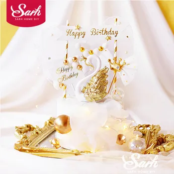 Gold Swan Hairball Star Banner Cake Topper for Birthday Party Decoration Angel Wings Baby Shower Baking Supplies Kid Love Gifts
Gold Swan Hairball Star Banner Cake Topper for Birthday Party Decoration Angel Wings Baby Shower Baking Supplies Kid Love Gifts