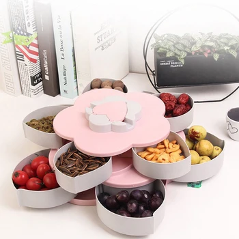 Rotating Petal Candy Box 2-layer Snack Tray Case Nut Storage Box Rotation Dried Fruit Plate Boxes Wedding Home Storage Organizer
Rotating Petal Candy Box 2-layer Snack Tray Case Nut Storage Box Rotation Dried Fruit Plate Boxes Wedding Home Storage Organizer