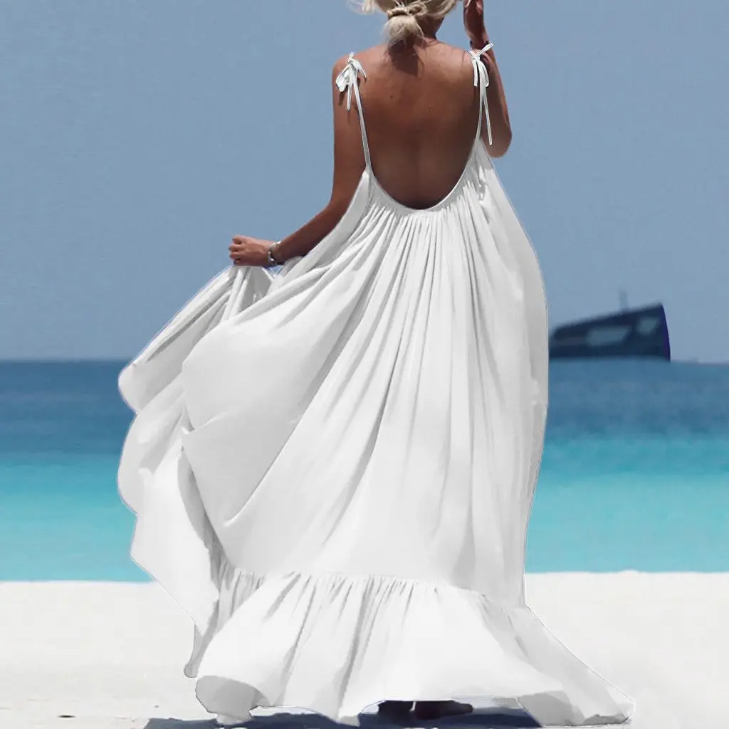 Summer Backless Ruffle Slip Dress Fashion Women Lace-up Beach Clothes Casual Style Garments
Summer Backless Ruffle Slip Dress Fashion Women Lace-up Beach Clothes Casual Style Garments