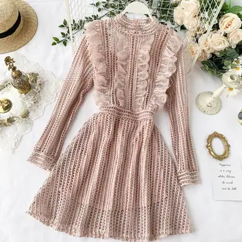 New Arrivals Women Mini Dress Hollow Out Lace O-neck Long-sleeved Scollop Above Knee Dress Ladies Slim Ruffles Short Dress
New Arrivals Women Mini Dress Hollow Out Lace O-neck Long-sleeved Scollop Above Knee Dress Ladies Slim Ruffles Short Dress