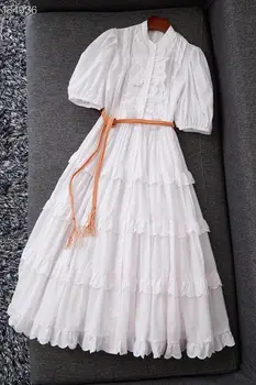 Holiday Long Dresses Autumn Vintage Short Sleeves Ruffles Belt Single Breasted Runway Dresses Elegant Women
Holiday Long Dresses Autumn Vintage Short Sleeves Ruffles Belt Single Breasted Runway Dresses Elegant Women