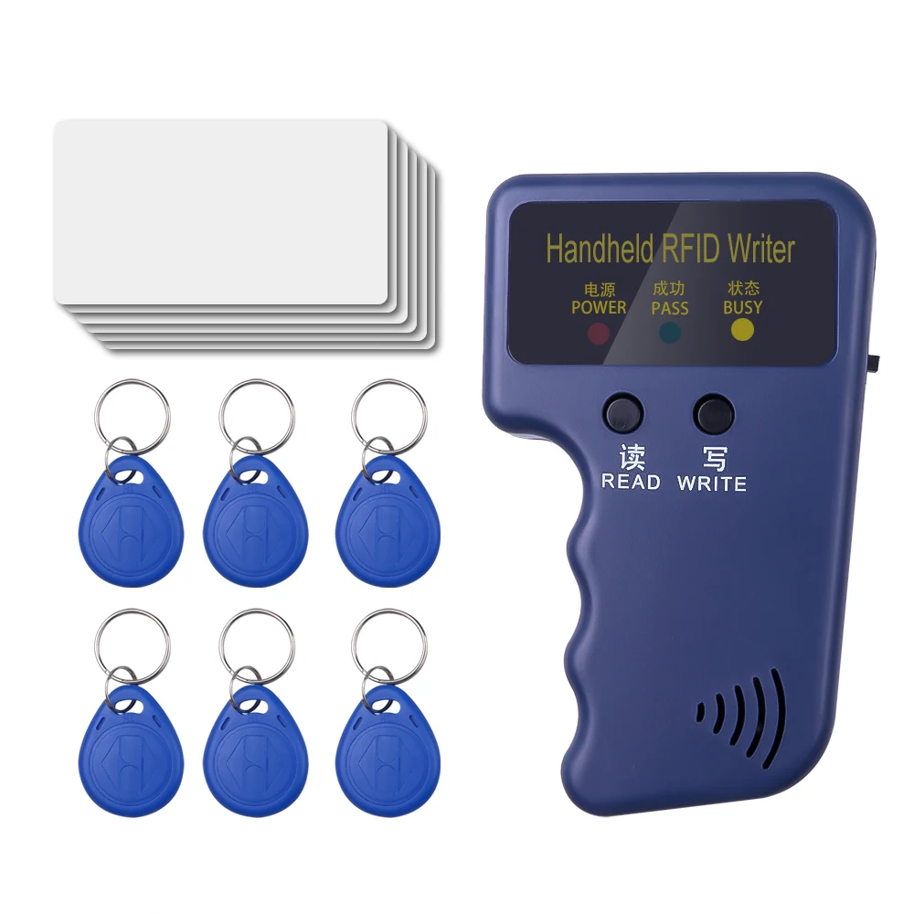 125KHz Handheld RFID Copier Writer Duplicator Programmer Reader + 6Pcs For EM4305 T5577 Writable ID Key Fobs Tags Card
125KHz Handheld RFID Copier Writer Duplicator Programmer Reader + 6Pcs For EM4305 T5577 Writable ID Key Fobs Tags Card