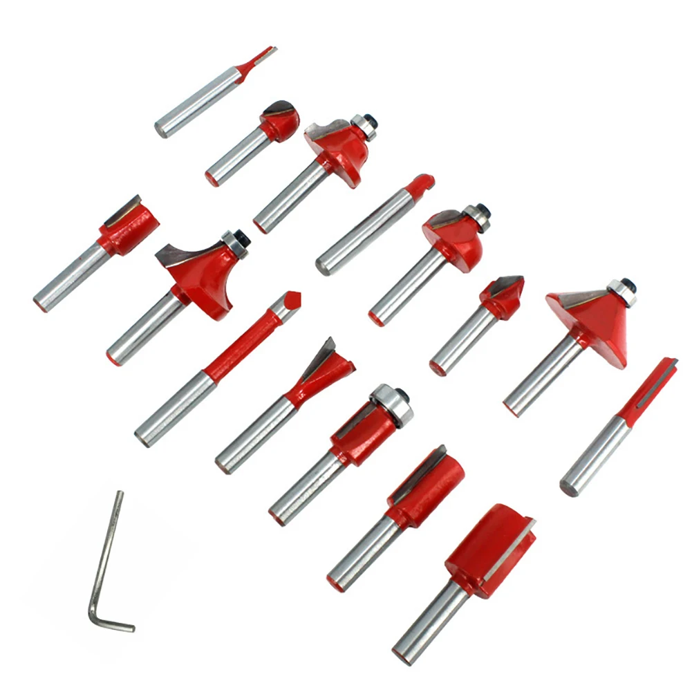 15Pcs Wood Milling Cutters Shank Carbide Router Bits Cutters Machine Set Woodworking Floor Engraving Cutting Tools
15Pcs Wood Milling Cutters Shank Carbide Router Bits Cutters Machine Set Woodworking Floor Engraving Cutting Tools