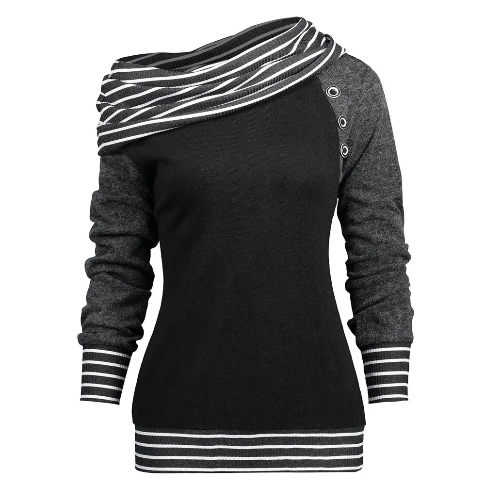 2020 New Ladies Sweatshirt Solid Color Diagonal Collar Long-sleeved Striped Patchwork Button Sweatshirt Autumn Ladies Top
2020 New Ladies Sweatshirt Solid Color Diagonal Collar Long-sleeved Striped Patchwork Button Sweatshirt Autumn Ladies Top