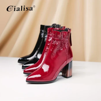 CIALISA Women Shoes Genuine Leather Fashion Chunky Heel High Quality Boot 2020 Zipper Pointed Toe Special Design Ankle Boot
CIALISA Women Shoes Genuine Leather Fashion Chunky Heel High Quality Boot 2020 Zipper Pointed Toe Special Design Ankle Boot