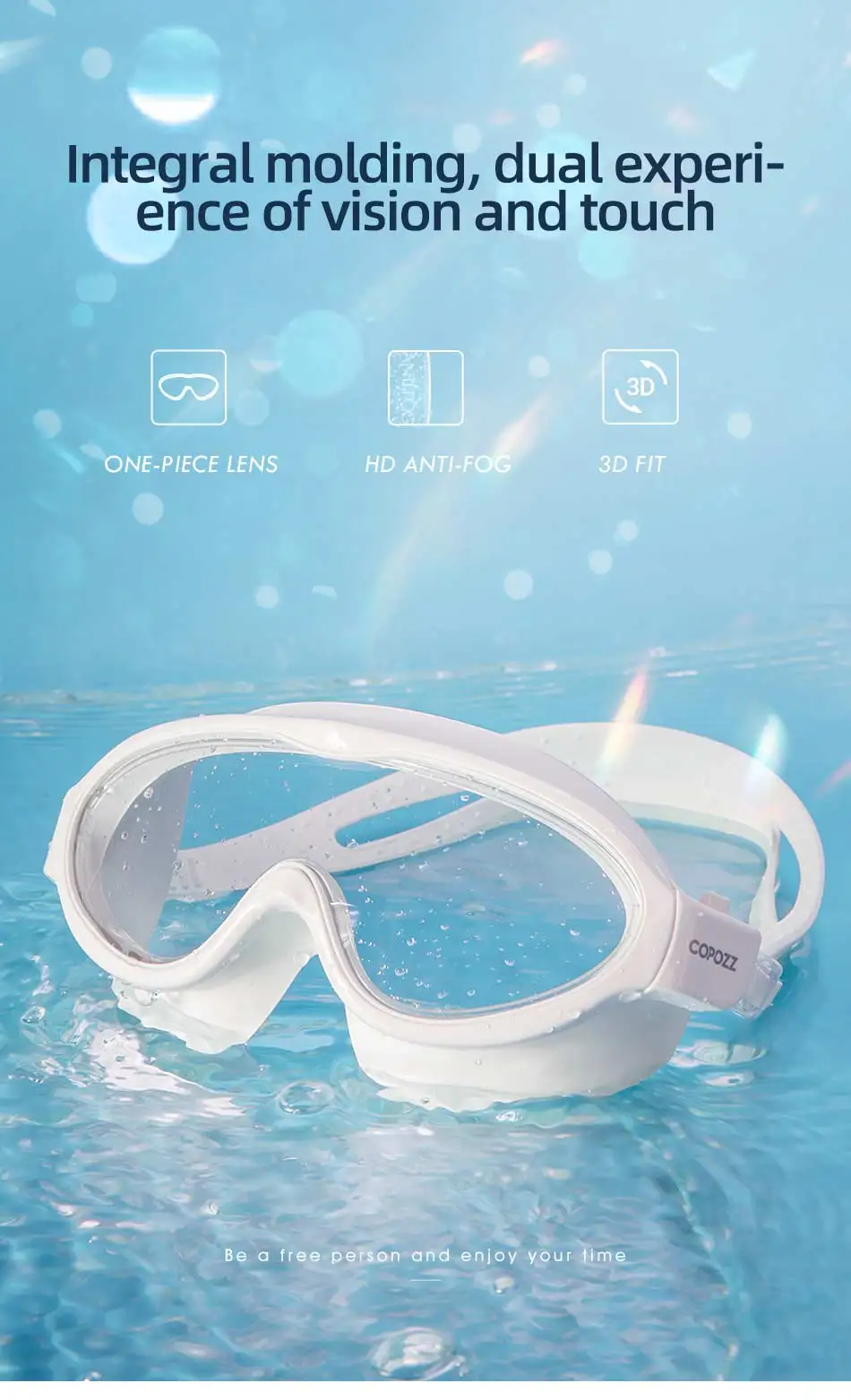 COPOZZ Professional Waterproof Soft Silicone Glasses Swim Eyewear Anti-Fog UV Adult One-piece Swimming Goggles for Men Women COPOZZ Professional Waterproof Soft Silicone Glasses Swim Eyewear Anti-Fog UV Adult One-piece Swimming Goggles for Men Women