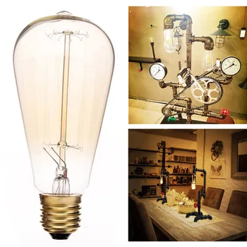 

E27 60W ST64 Screw Vintage Retro Light Bulb Incandescent Edison old fashioned Style Squirrel Cage 110V/220V HR