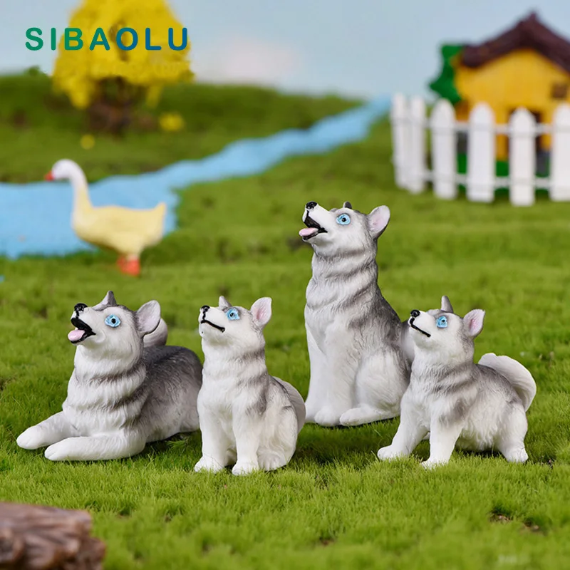 Маленькая фигурка волчьей собаки Husky модель животного аксессуары современная