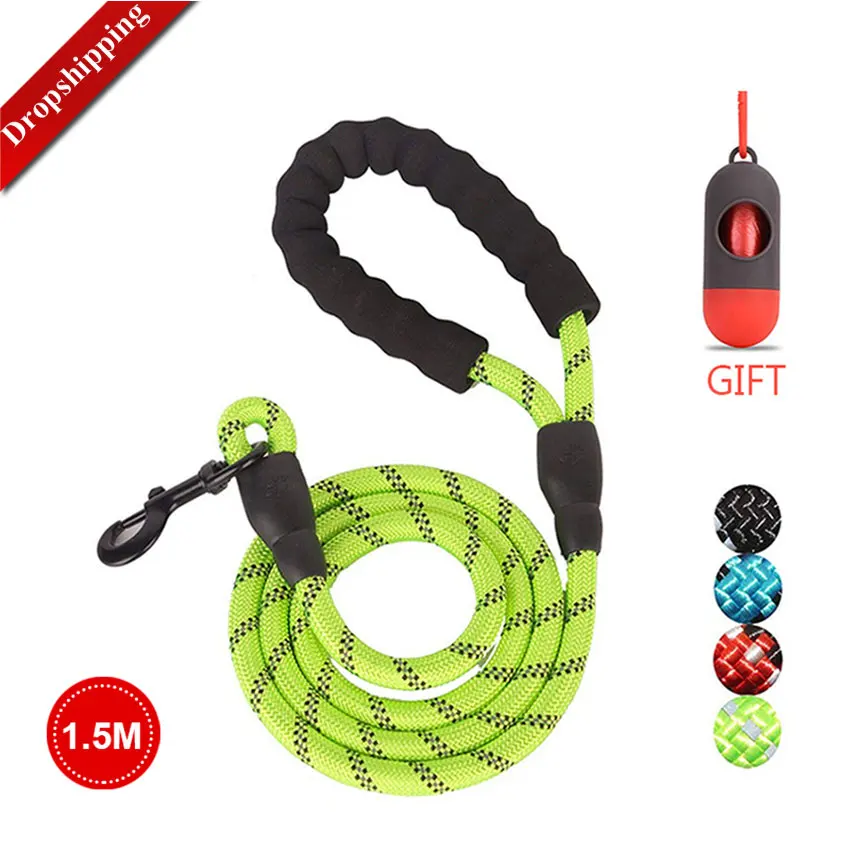 Pet Leash Reflective Strong Dog Leash 1.5M Long with Comfortable Padded Handle Heavy Duty Training Durable Nylon Rope Leashes