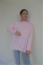 Yitimoky-camisa con botones para mujer, de talla grande Blusa de manga larga de algodón, Tops rosas, blancas y azules, ropa de oficina, novedad